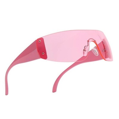 Rimless Hot Pink Y2K Wrap Around Women&#39;s Oversized Fashion Gradient Lens Sunglasses