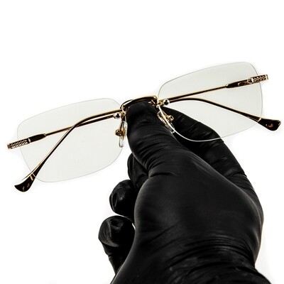 Gold Wire Frame Rimless Hip Hop Vintage Clear Lens Retro Mens Fashion Glasses