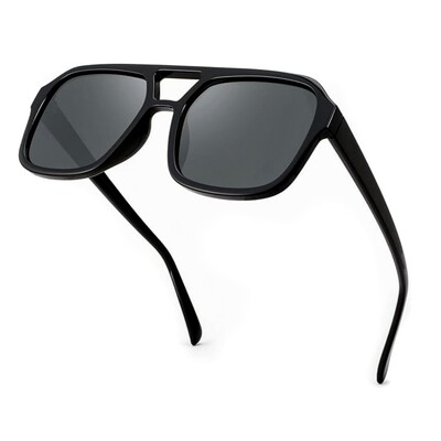 Dark Black Retro Rectangle Shades Men&#39;s Women&#39;s  Vintage 70&#39;s Trendy Designer Square Beach Sunglasses