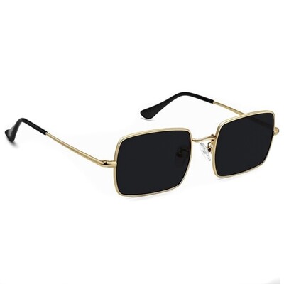Vintage Polygon Gold Wire Metal Frame Shades Rectangle Black Square Sunglasses For Men And Women