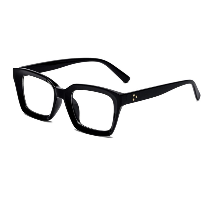 Men Women Thick Chunky Square Frame Retro Rectangle Clear Lens Fashion Classic Black Eyeglasses