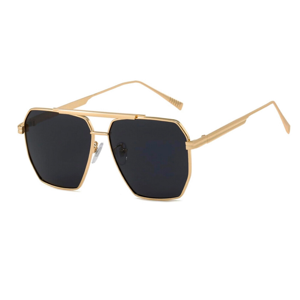 Vintage Classic Oversized Gold Wire Metal Frame Aviator Trendy Unisex Luxury Black Sunglasses