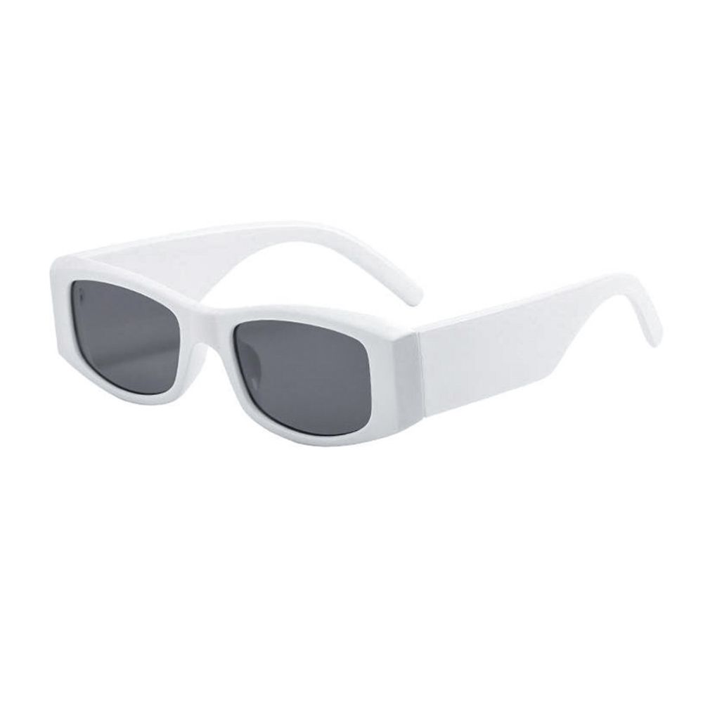 White Retro Rectangle Men&#39;s Women&#39;s Swift Designer Square Black Tint Lens Sunglasses