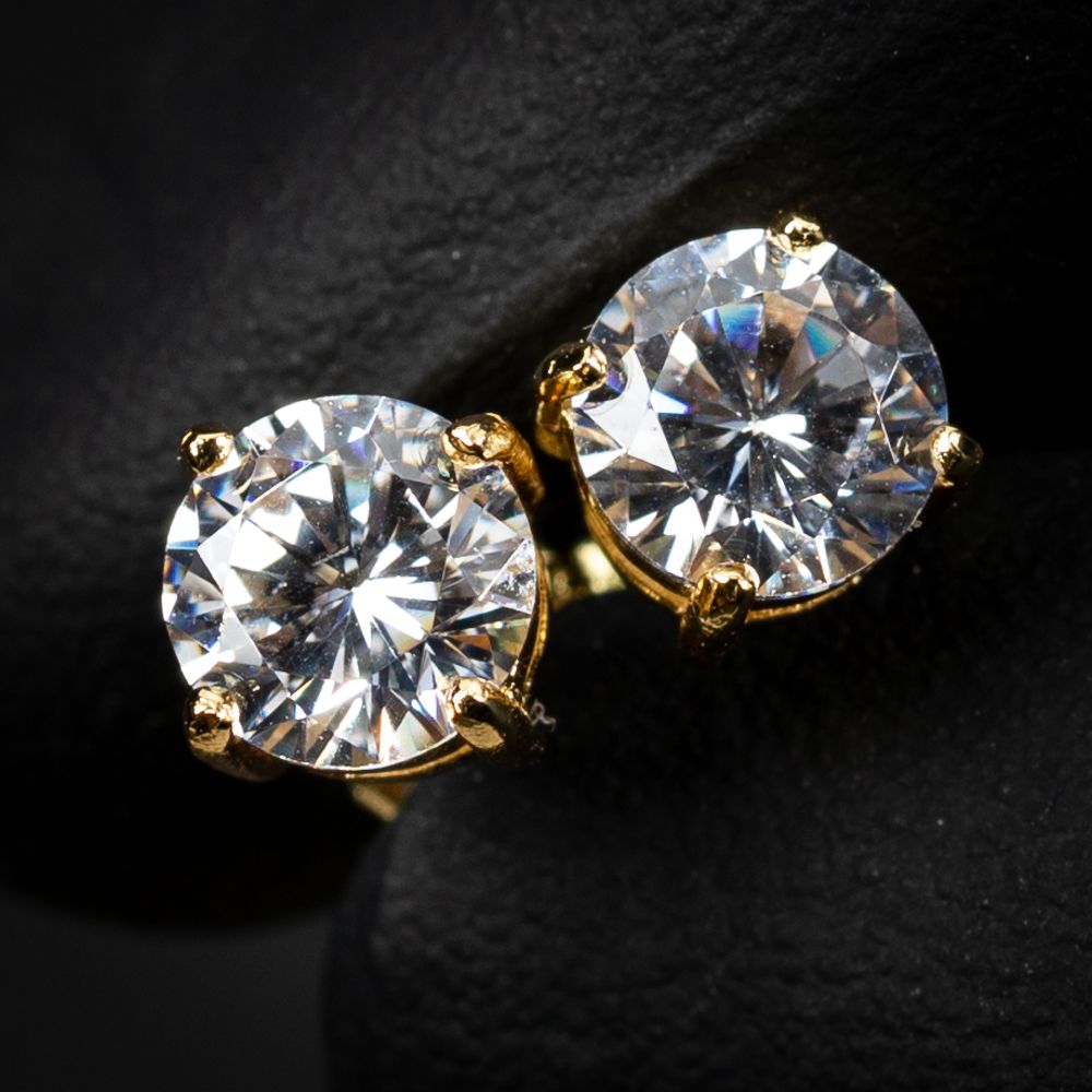 Brilliant 925 Sterling Silver 14K Yellow Gold Plated Round Small Stud Screw Back Earrings