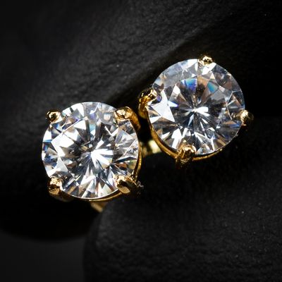 Brilliant 925 Sterling Silver 14K Yellow Gold Plated Round Small Stud Screw Back Earrings