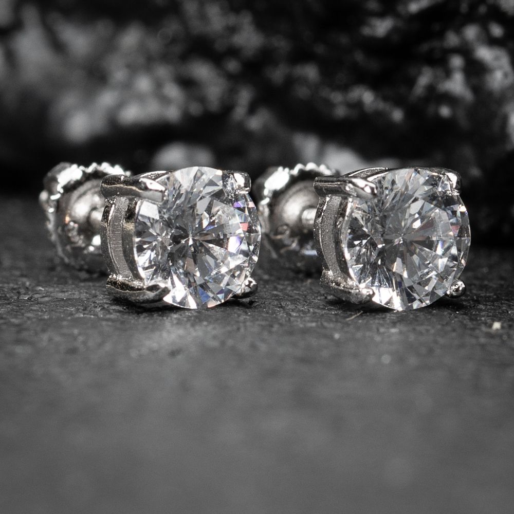 Round Solitaire Circle Unisex Screw Back Small Stud Earrings