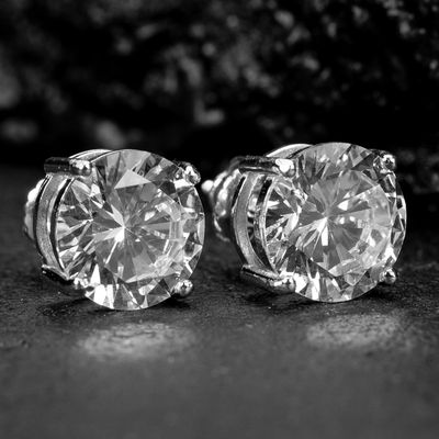 Brilliant 925 Sterling Silver 14K Yellow Gold Plated Round Large Stud Screw Back Earrings