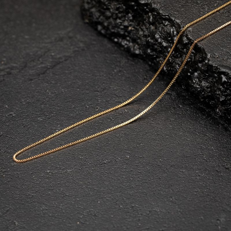 Yellow Gold Plated Micro 1.5mm 16,18,20 Inch Women's Box Chain Necklace
