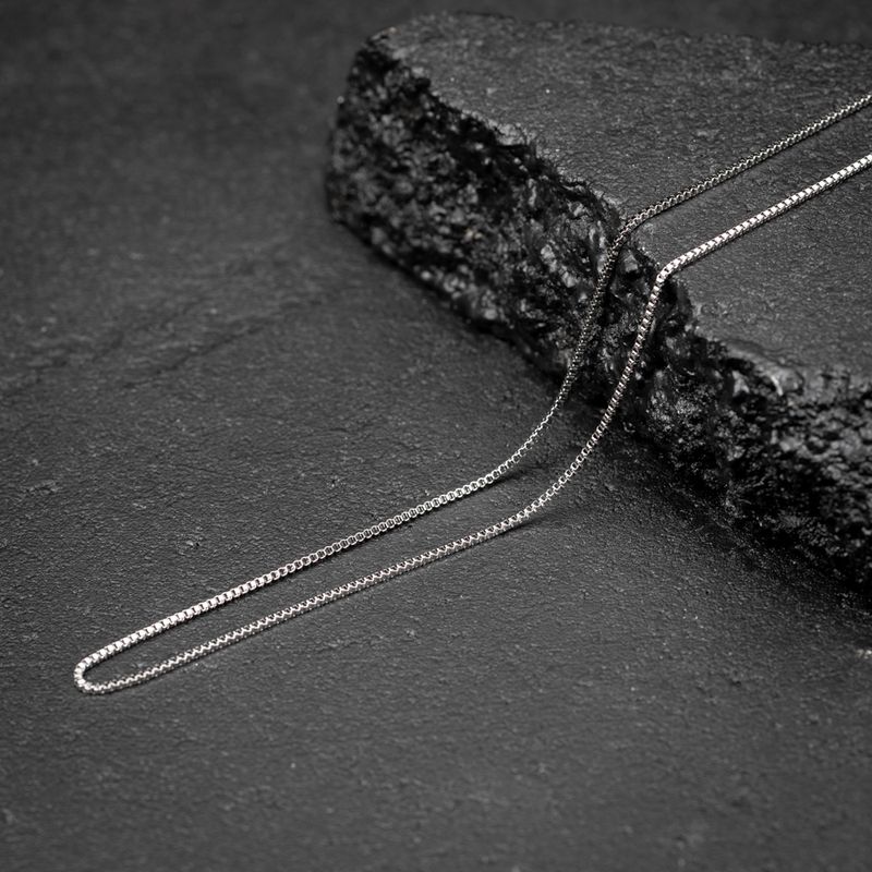 White Gold Plated Micro 1.5mm 16,18,20 Inch Women's Box Chain Necklace