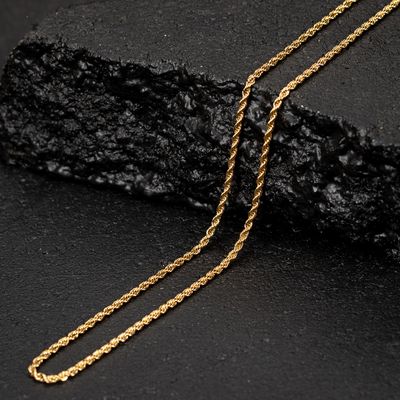 Yellow Gold Plated Solid Heavy 316 Stainless Steel 2MM 18,20,22, or 24 Inch Rope Chain Necklace