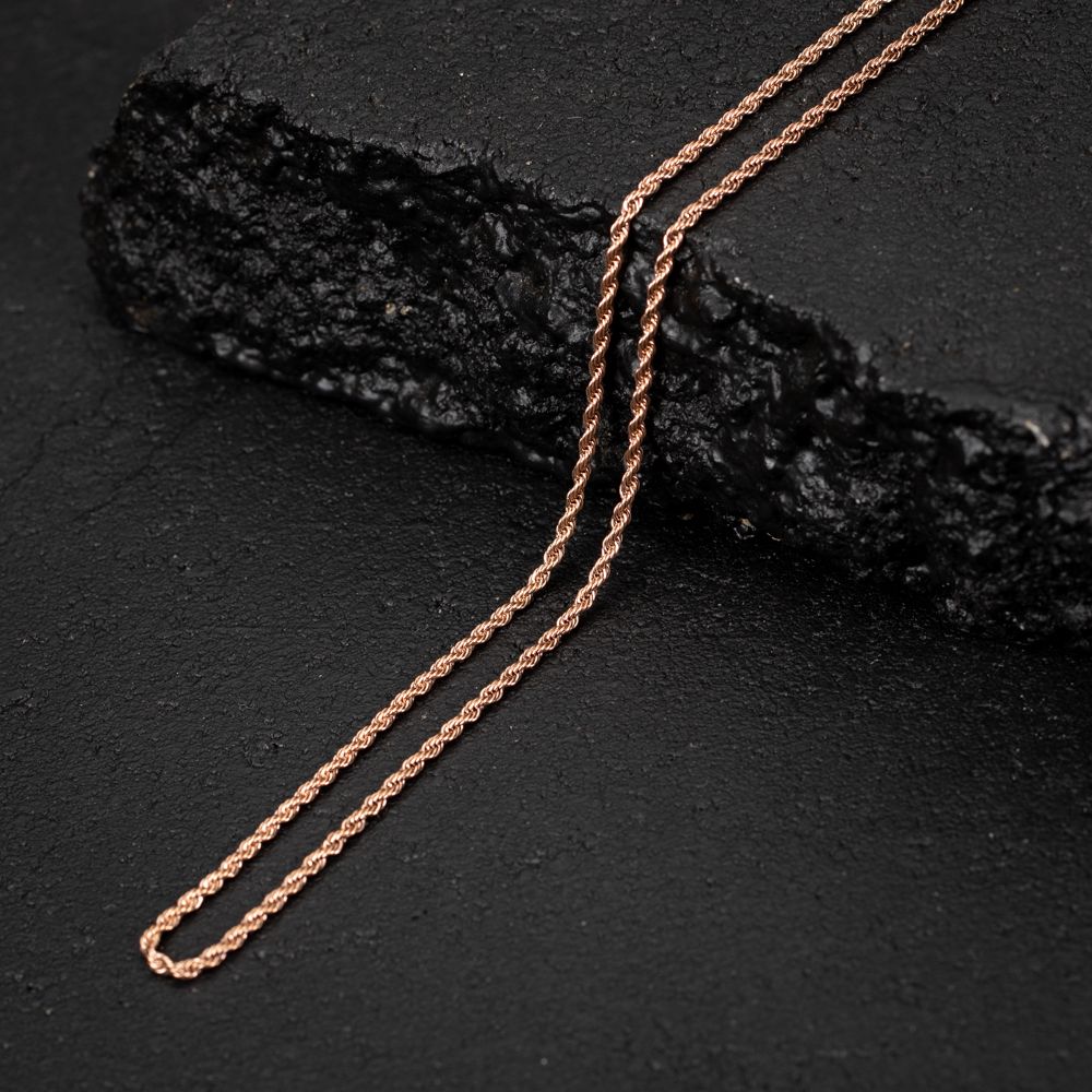 Rose Gold Plated Solid Heavy 316 Stainless Steel 2MM 18,20,22, or 24 Inch Rope Chain Necklace