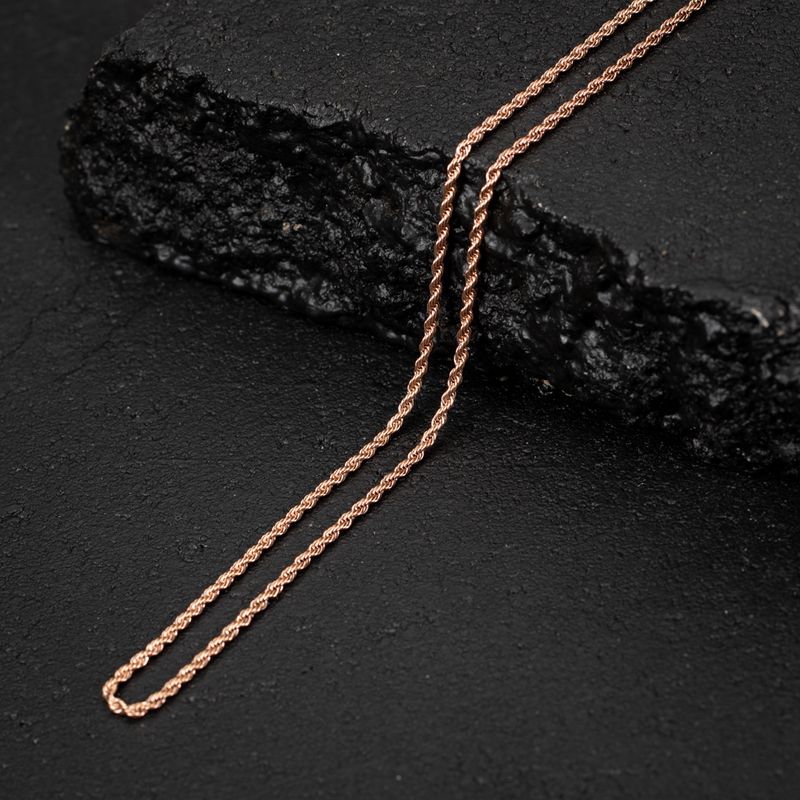 Rose Gold Plated Solid Heavy 316 Stainless Steel 2MM 18,20,22, or 24 Inch Rope Chain Necklace