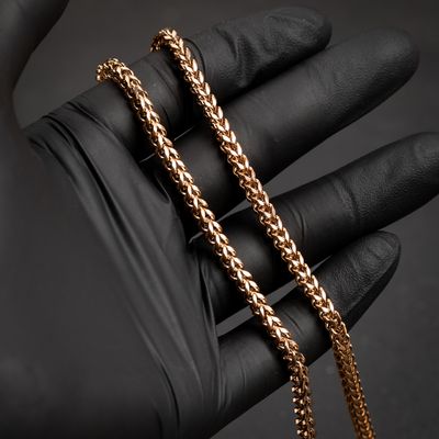 Rose Gold Plated Solid Heavy 316 Stainless Steel 4MM 18,20,22,24, or 26 Inch Franco Chain Necklace
