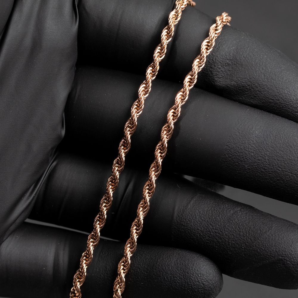 Solid Rose Gold Plated 316 3MM 18,20,22 or 24 Inch Rope Chain Necklace