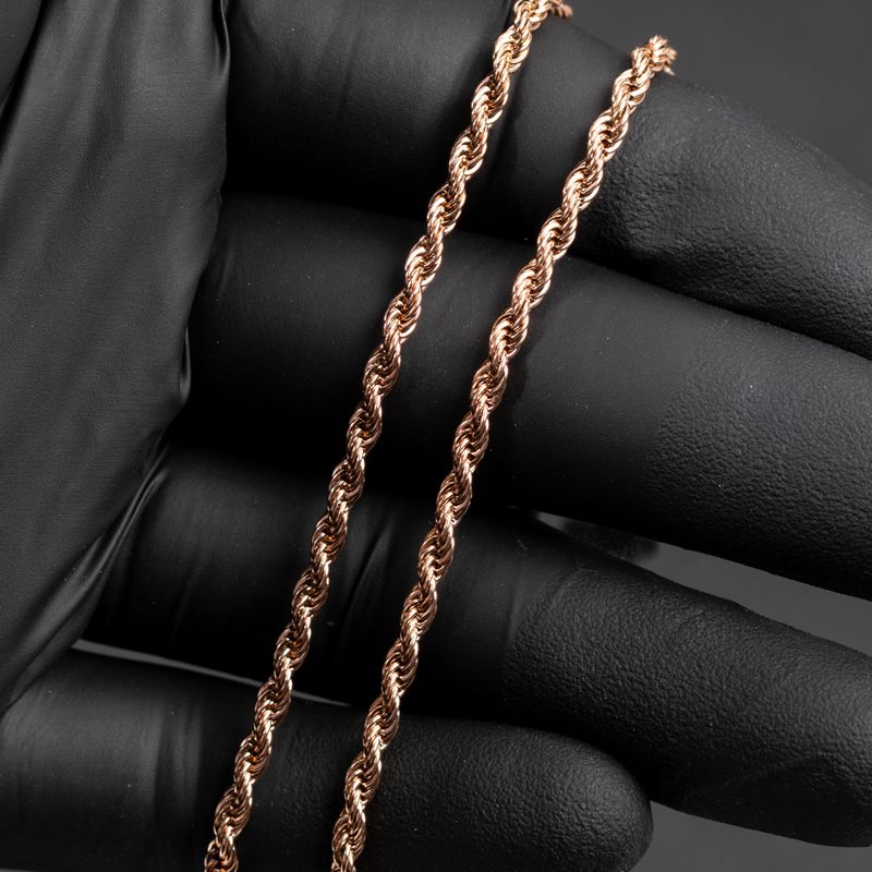 Solid Rose Gold Plated 316 3MM 18,20,22 or 24 Inch Rope Chain Necklace