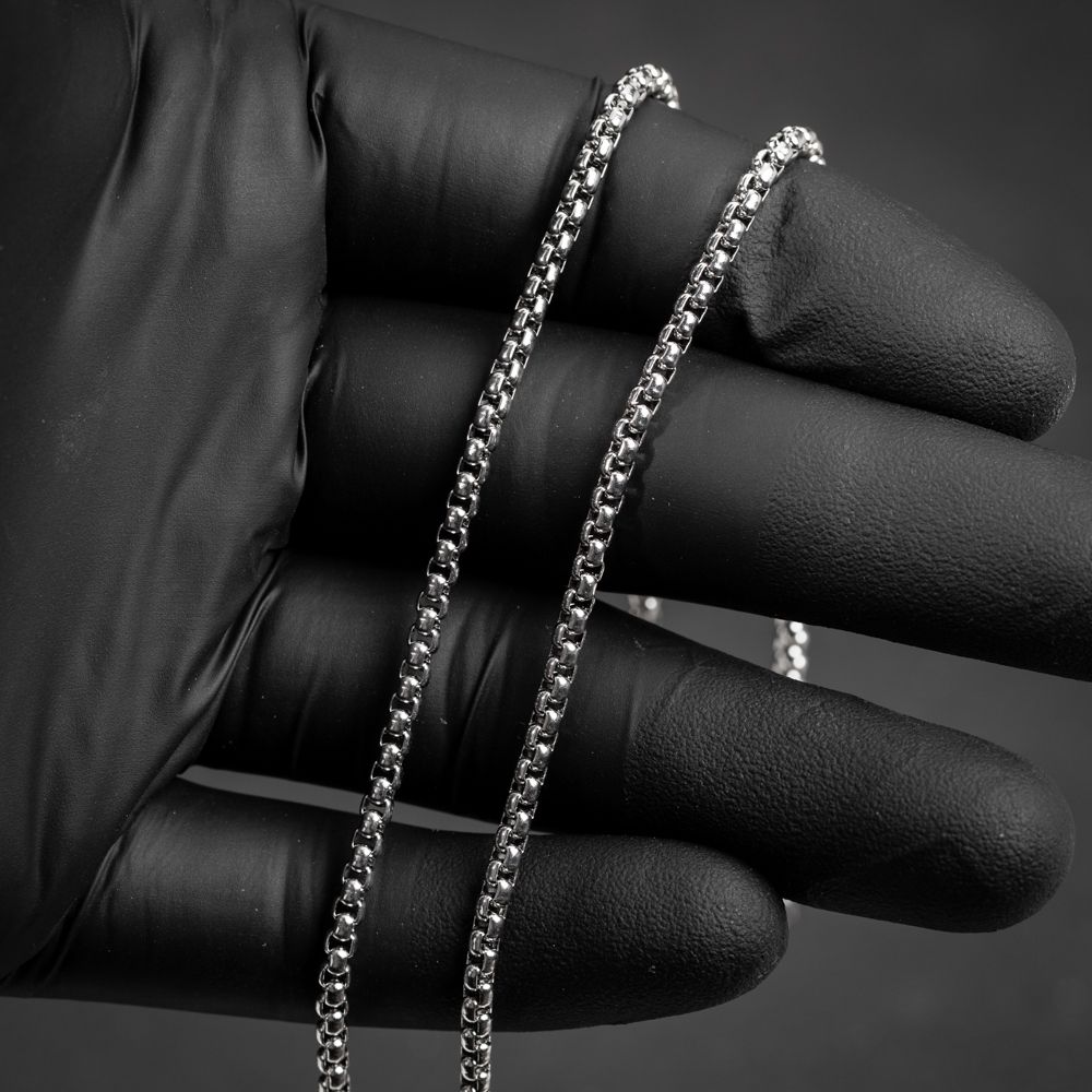 White Gold Plated Solid 316 Stainless Steel 3MM 18,20,22,24,26 or 30 Inch Smooth Pearl Box Chain Necklace