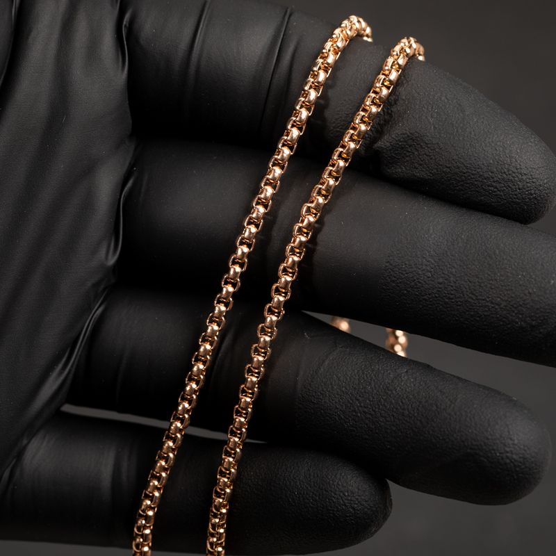 Rose Gold Plated Solid 316 Stainless Steel 3MM 18,20,22,24,26 or 30 Inch Smooth Pearl Box Chain Necklace