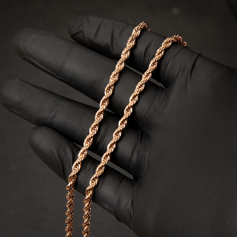 Rose Gold Plated Solid Heavy 316 Stainless Steel 4MM 18,20,22 or 24 Inch Rope Chain Necklace