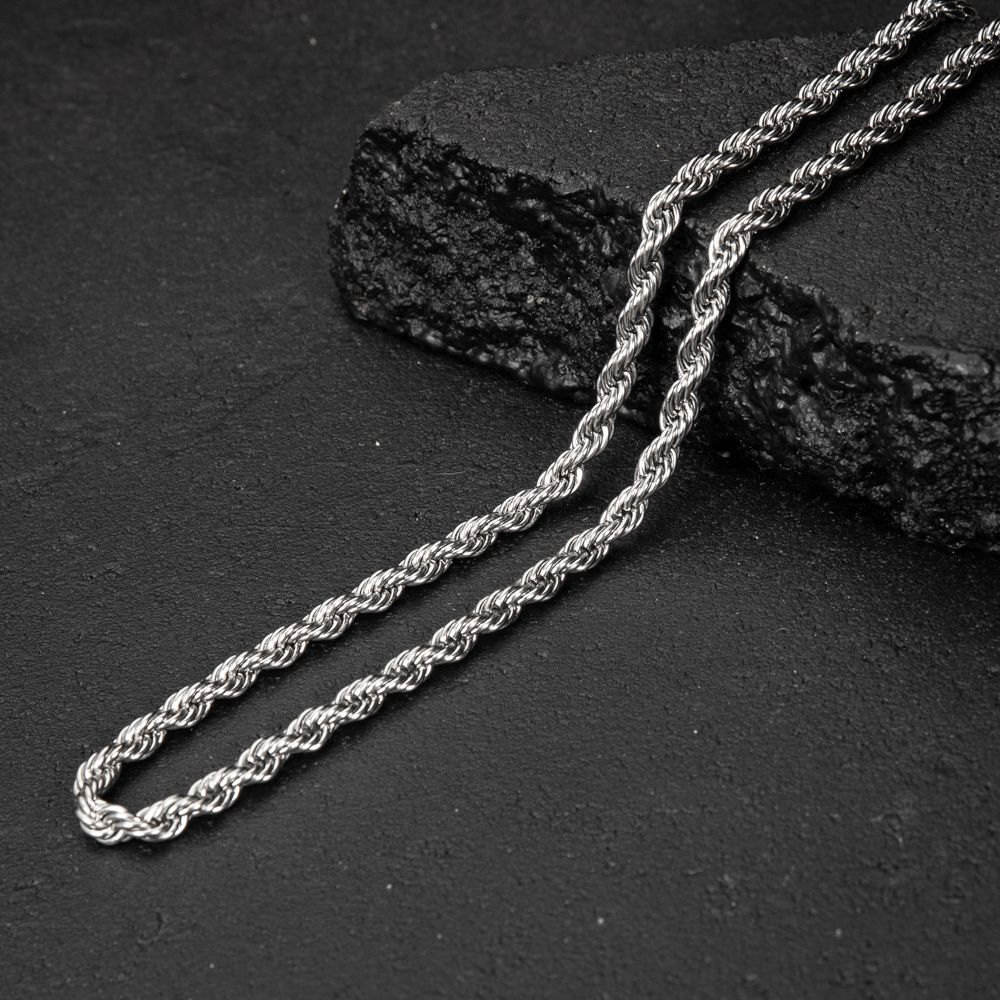 Heavy Solid White Gold Plated 316 6MM 18,20,22 or 24 Inch Rope Chain Necklace