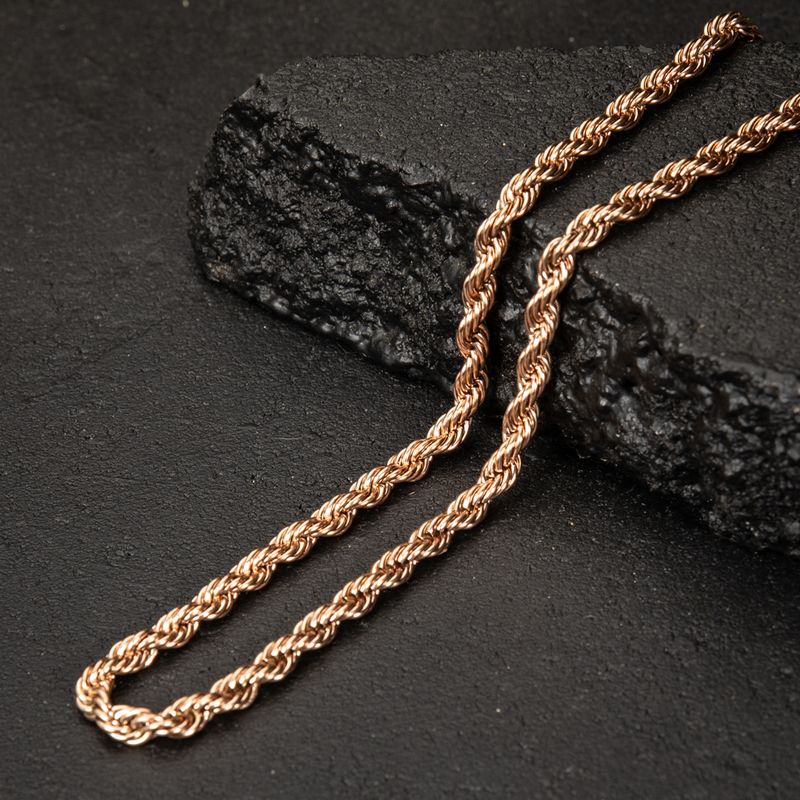 Heavy Solid Rose Gold Plated 316 6MM 18,20,22 or 24 Inch Rope Chain Necklace