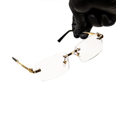 Vintage Gold Wire Frame Rimless Hip Hop Clear Lens Retro Mens Fashion Glasses
