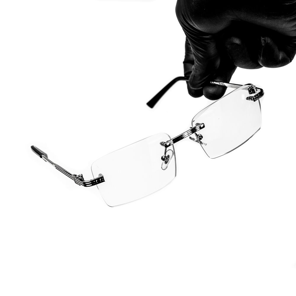 Silver Wire Frame Rimless Hip Hop Vintage Clear Lens Retro Fashion Glasses