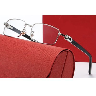 Vintage Retro Clear Lens Fashion Popular Gold Frame Men Woodgrain Glasses