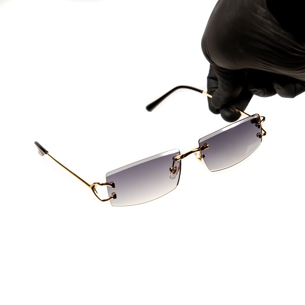 Narrow Rimless Sky Purple Gradient Tinted Rectangular Sunglasses Narrow Rimless Sky Purple Gradient Tinted Rectangular Sunglasses