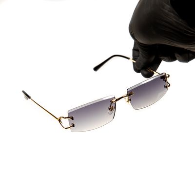 Narrow Rimless Sky Purple Gradient Tinted Rectangular Sunglasses