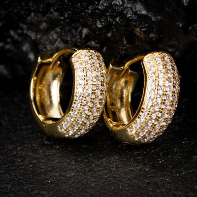 Mens Women&#39;s Thick 14K Yellow Gold Plated 925 Sterling Silver Huggie Hoop Earrings
