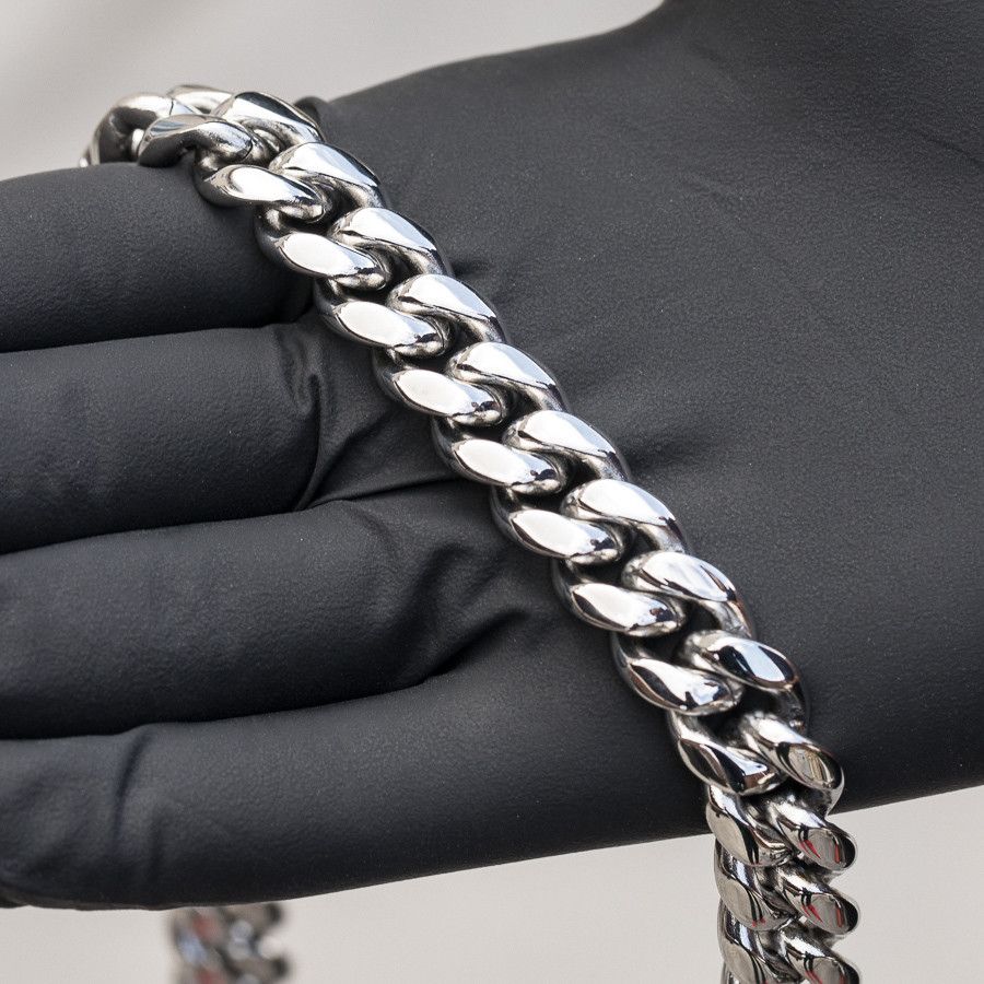 Solid White Gold Plated Heavy 316 Stainless Steel 11mm Miami Cuban Link Chain Necklace