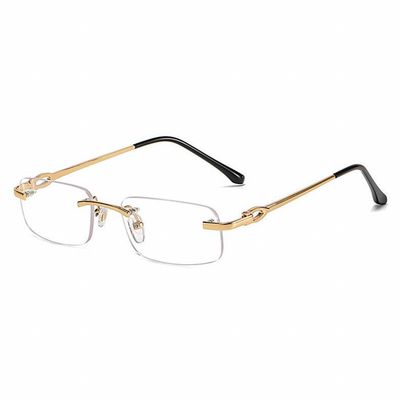 Designer Rimless Narrow Gold Wire Frame Metal Clear Lens​ Gold Frame Rectangular Eye Glasses