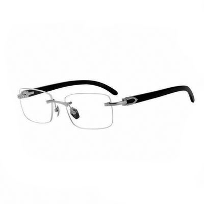 Black Arm Rectangle Silver Frame Eye Glasses Hip Hop Clear Lens Rimless Glasses For Men