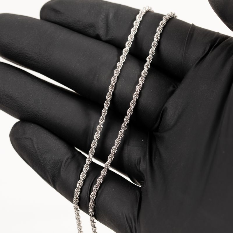 White Gold Plated Solid Heavy 925 Sterling Silver 2MM 16,18,20,22, or 24 Inch Rope Chain Necklace