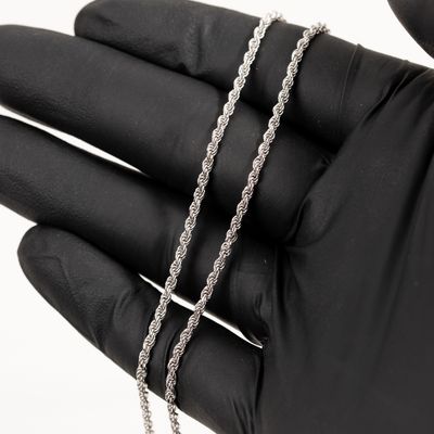 White Gold Plated Solid Heavy 925 Sterling Silver 2MM 16,18,20,22, or 24 Inch Rope Chain Necklace