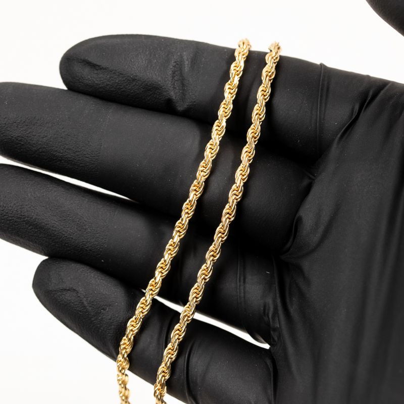 Yellow Gold Plated Solid Heavy 925 Sterling Silver 3MM 16,18,20,22, or 24 Inch Rope Chain Necklace