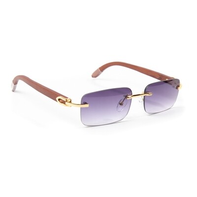 Mens Purple Tint Hip Hop Rimless Sunglasses