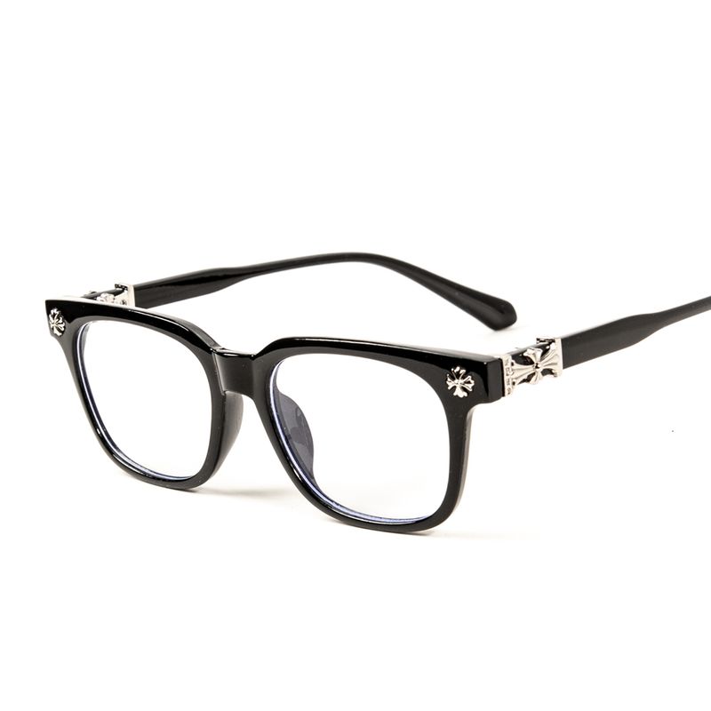 Men Classic Black Metal Cross Clear Lens Fashion Non-prescription Anti-Blue Light Lens Eyeglasses