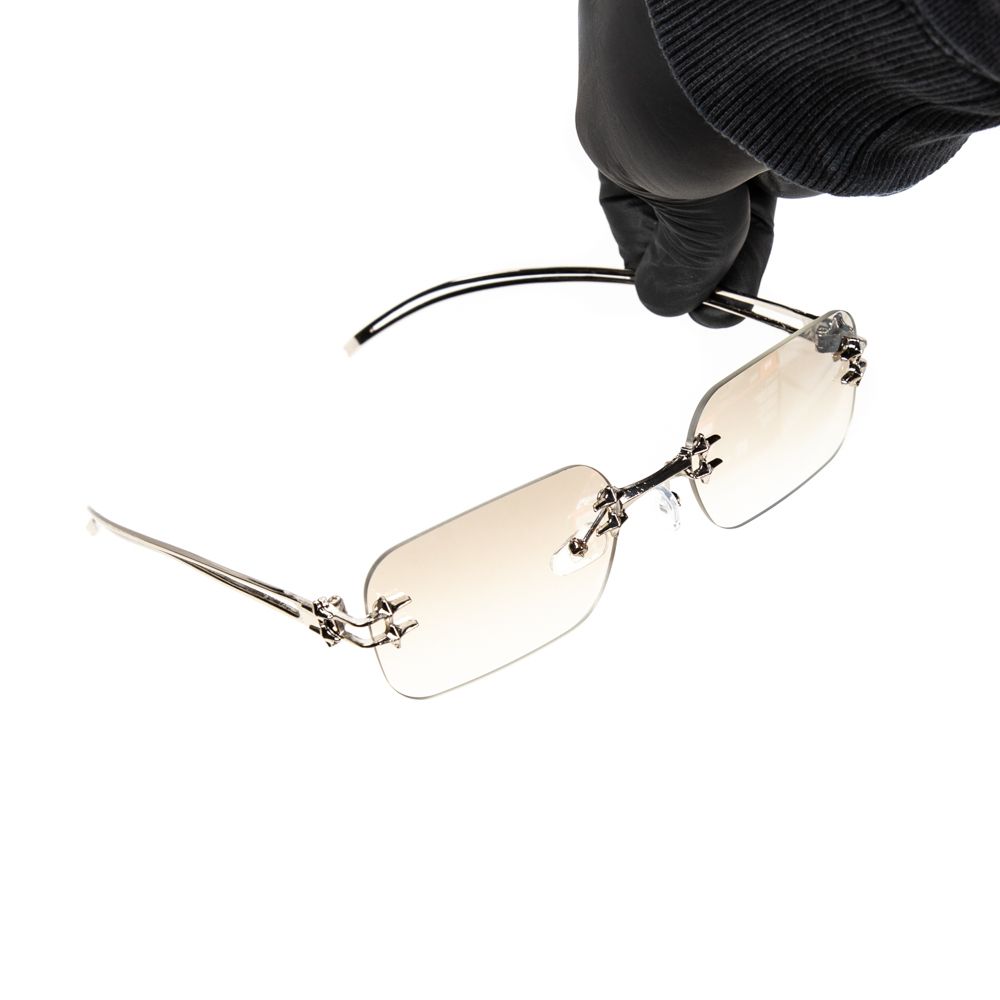 Rectangle Silver Vintage Retro Metal Wire Frame Rimless Elegant Clear Gray Tint Sunglasses