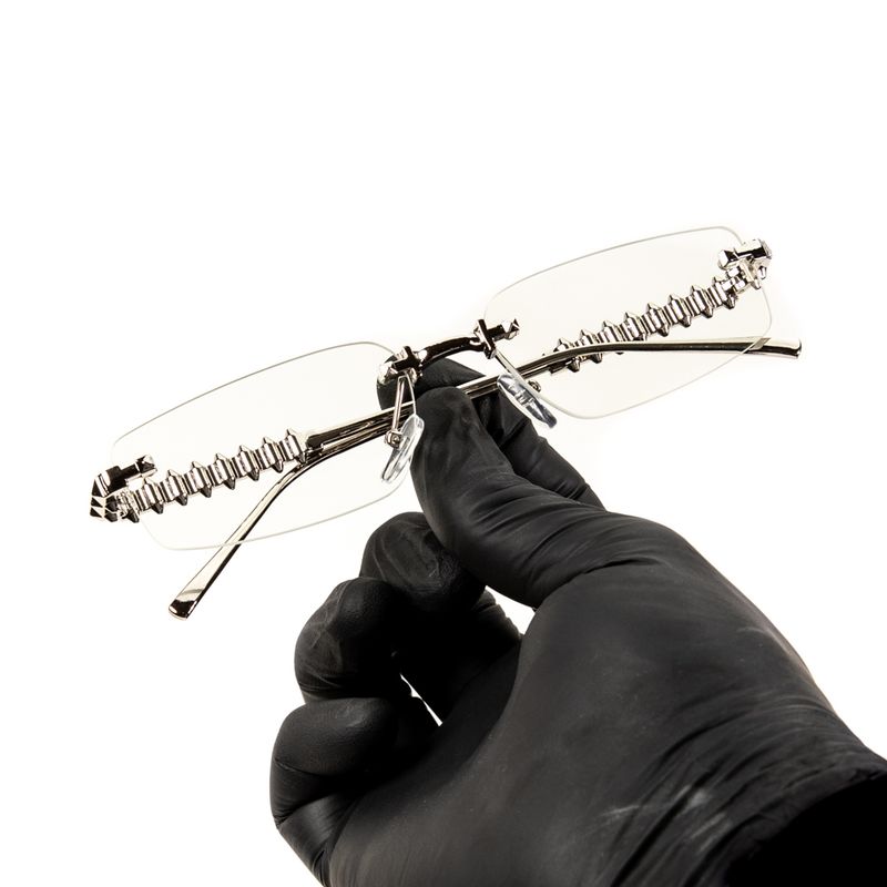 Designer Rimless Narrow Wire Frame Spike Metal Clear Lens​ Silver Frame Rectangular Eye Glasses