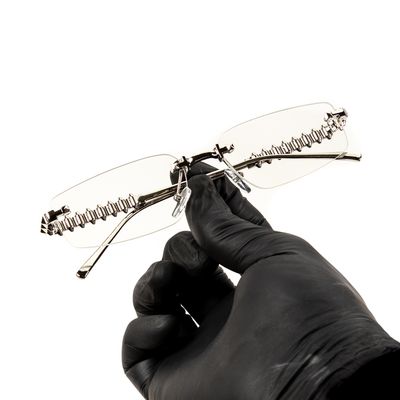 Designer Rimless Narrow Wire Frame Spike Metal Clear Lens​ Silver Frame Rectangular Eye Glasses