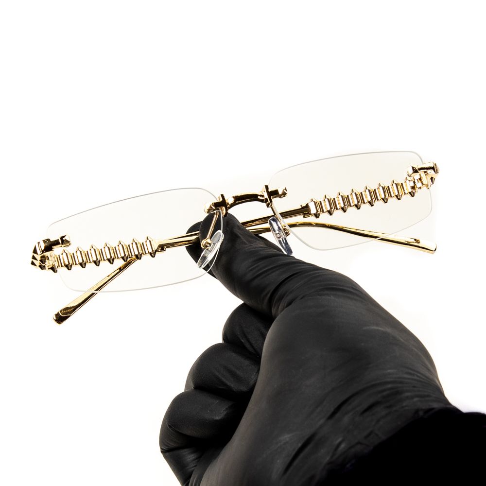 Designer Rimless Narrow Wire Frame Spike Metal Clear Lens​ Gold Frame Rectangular Eye Glasses