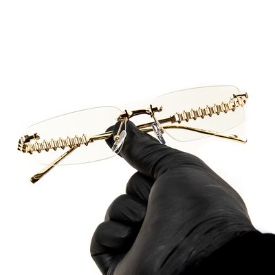 Designer Rimless Narrow Wire Frame Spike Metal Clear Lens​ Gold Frame Rectangular Eye Glasses