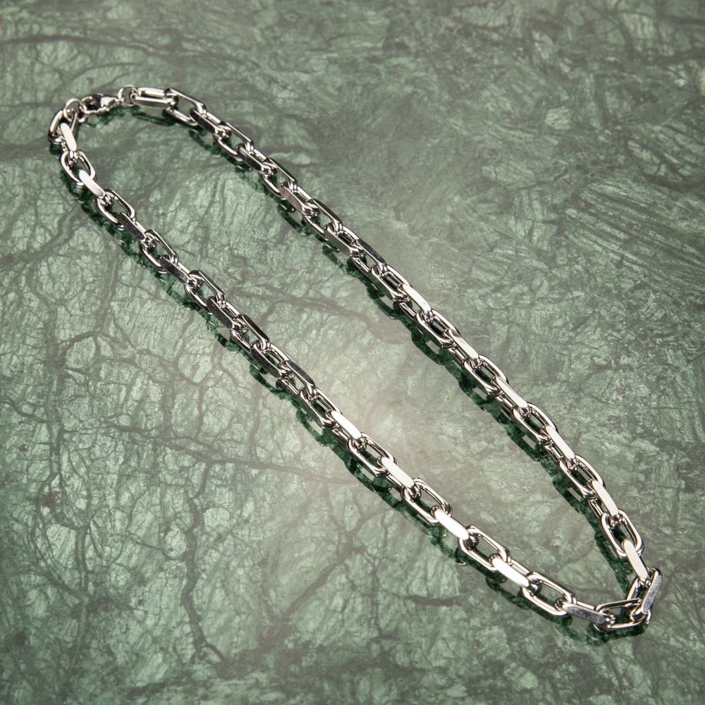 Heavy Solid White Gold Plated 316 Stainless Steel 8MM Rolo Hermes Chain