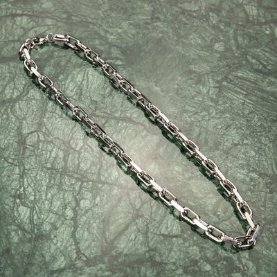 Heavy Solid White Gold Plated 316 Stainless Steel 8MM Rolo Hermes Chain