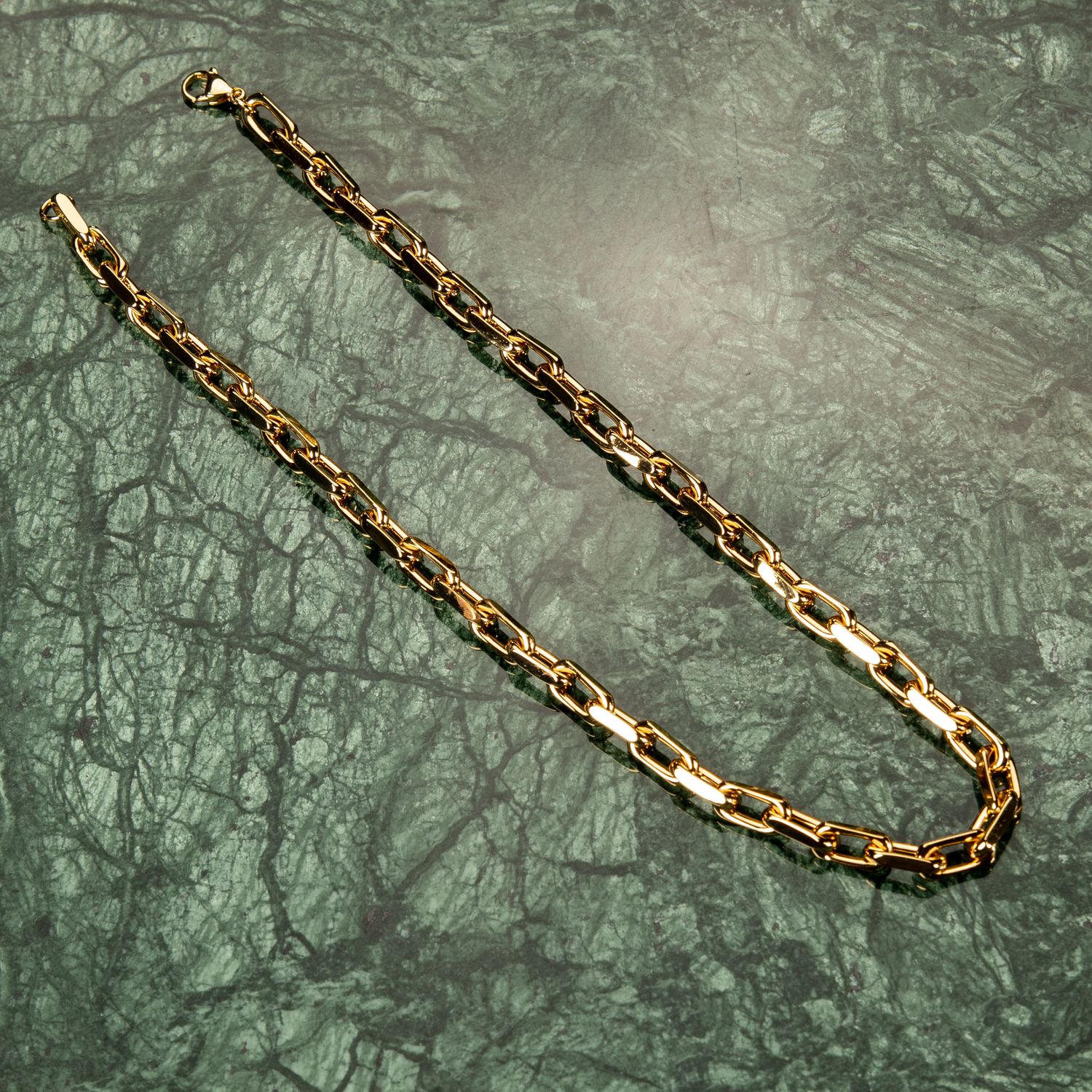 Heavy Solid Yellow Gold Plated 316 Stainless Steel 8MM Rolo Hermes Chain