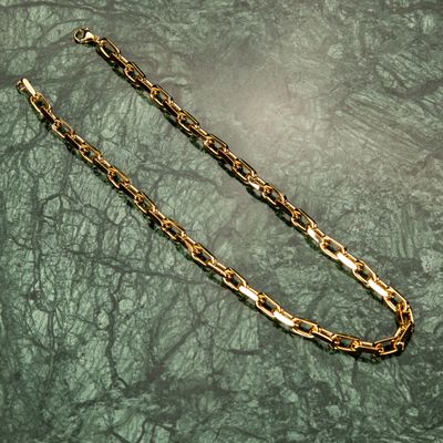Heavy Solid Yellow Gold Plated 316 Stainless Steel 8MM Rolo Hermes Chain