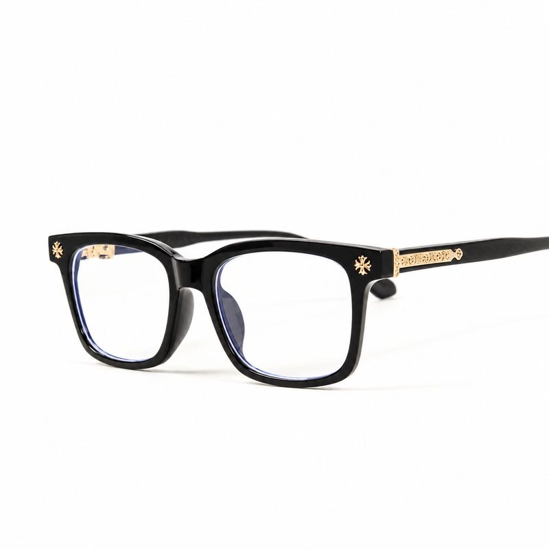 Non-prescription Clear Lens Fashion Classic Black Gold Plated Metal Cross Eyeglasses