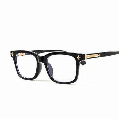Non-prescription Clear Lens Fashion Classic Black Gold Plated Metal Cross Eyeglasses