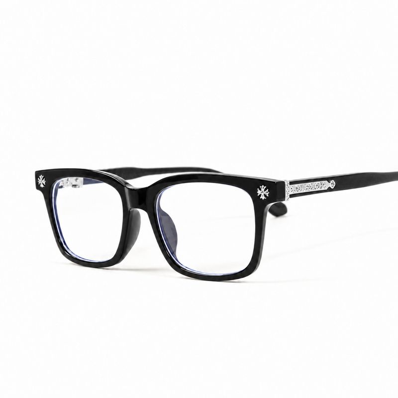 Non-prescription Clear Lens Fashion Classic Black Silver Plated Metal Cross Eyeglasses